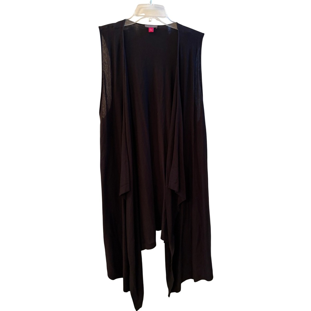 Vince Camuto‎ Womens Black Draped Open Front Sleeveless Cardigan Vest Large